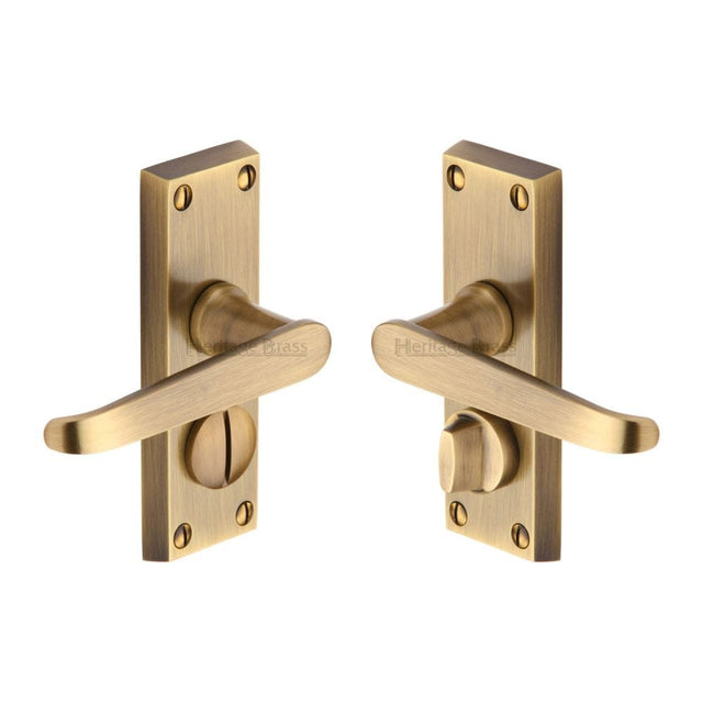 Heritage Brass Door Furniture Antique Brass / Privacy Handles Heritage Brass - Door Handle for Privacy Set Victoria Short Design Antique Brass Fi