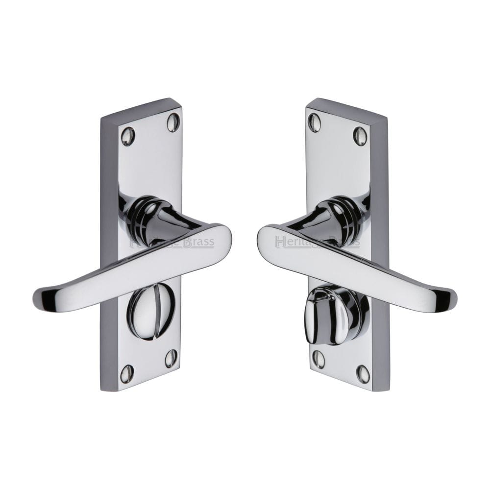Heritage Brass Door Furniture Polished Chrome / Privacy Handles Heritage Brass - Door Handle for Privacy Set Victoria Short Design Polished Chrome F