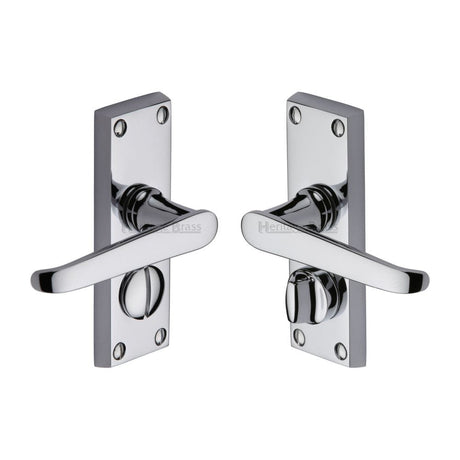 Heritage Brass Door Furniture Polished Chrome / Privacy Handles Heritage Brass - Door Handle for Privacy Set Victoria Short Design Polished Chrome F