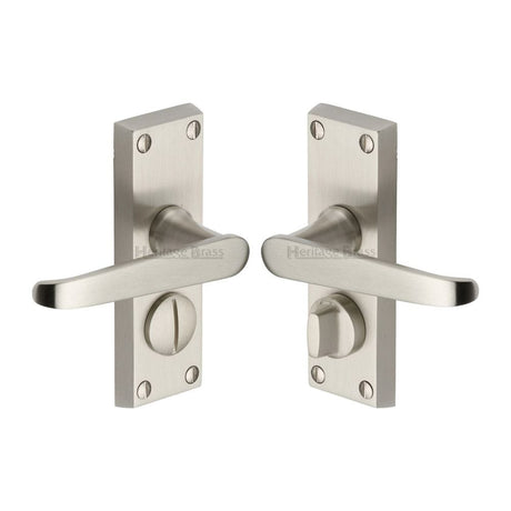 Heritage Brass Door Furniture Satin Nickel / Privacy Handles Heritage Brass - Door Handle for Privacy Set Victoria Short Design Satin Nickel F