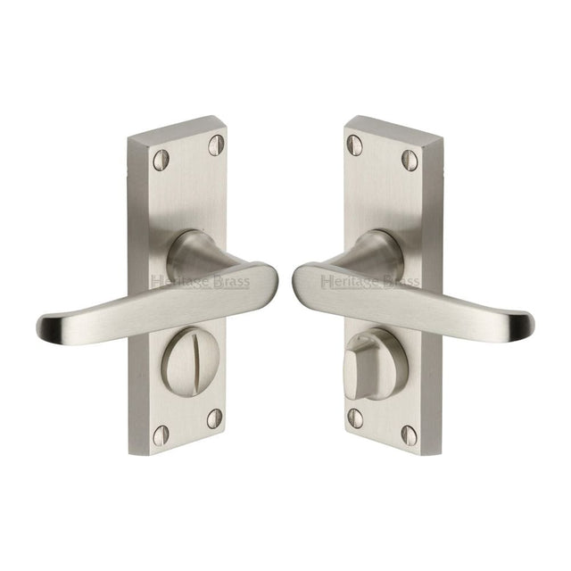Heritage Brass Door Furniture Satin Nickel / Privacy Handles Heritage Brass - Door Handle for Privacy Set Victoria Short Design Satin Nickel F