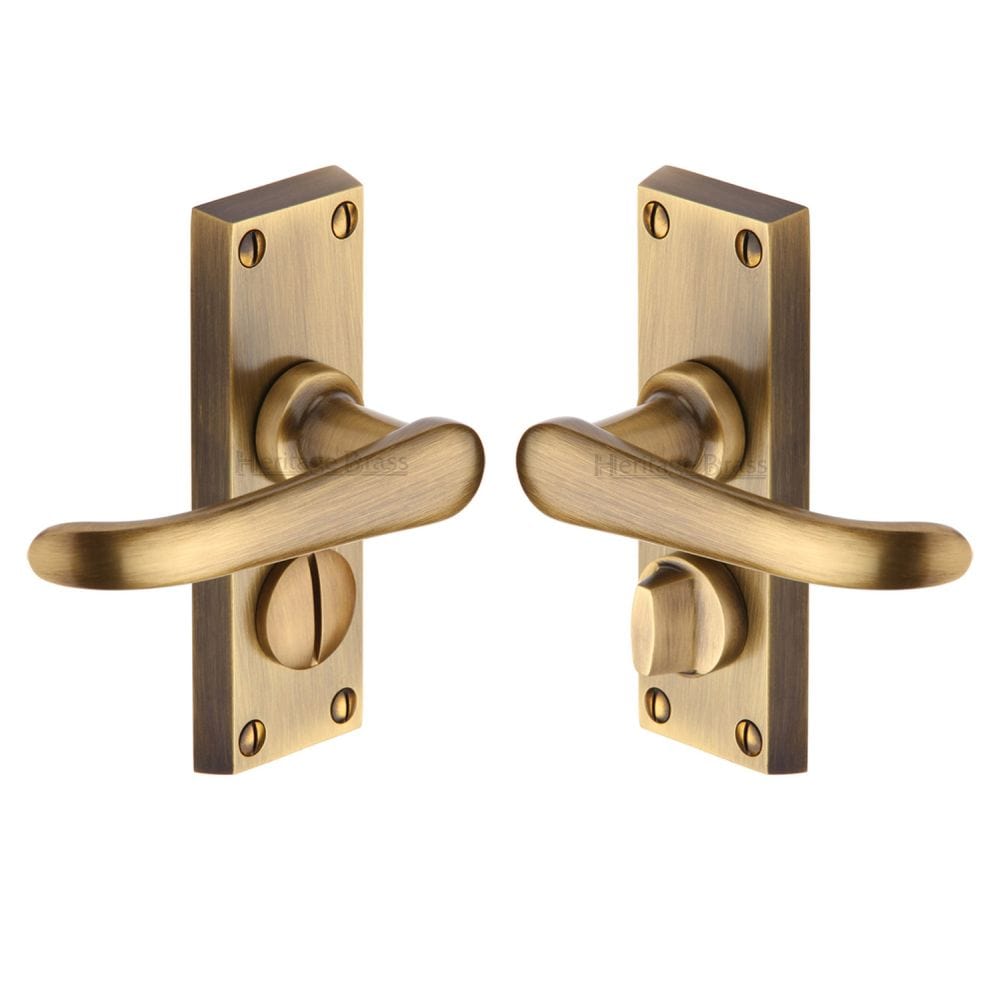 Heritage Brass Door Furniture Antique Brass / Privacy Handles Heritage Brass - Door Handle for Privacy Set Windsor Short Design Antique Brass Fin