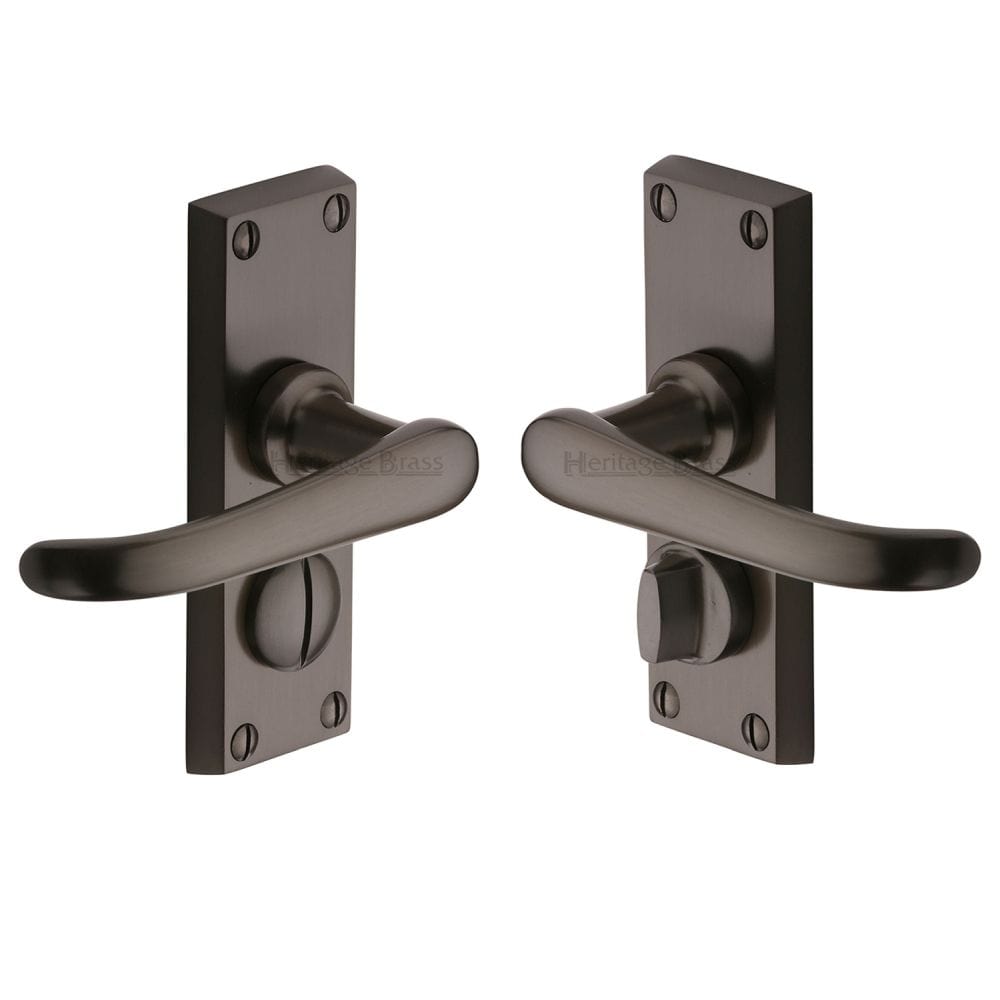 Heritage Brass Door Furniture Matt Bronze / Privacy Handles Heritage Brass - Door Handle for Privacy Set Windsor Short Design Matt Bronze Fi