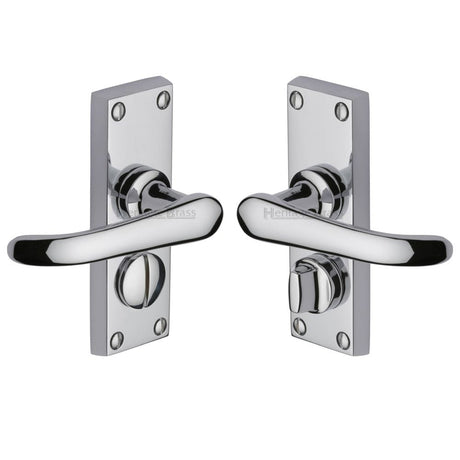 Heritage Brass Door Furniture Polished Chrome / Privacy Handles Heritage Brass - Door Handle for Privacy Set Windsor Short Design Polished Chrome Fi