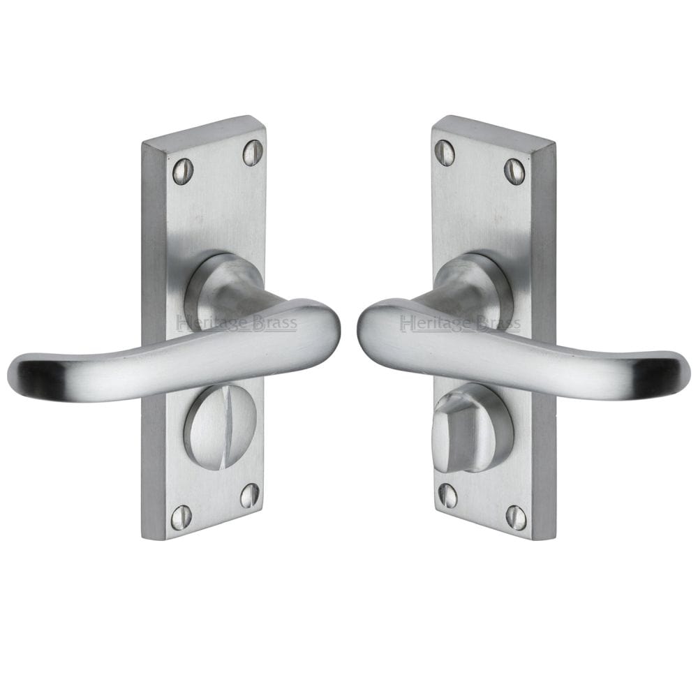 Heritage Brass Door Furniture Satin Chrome / Privacy Handles Heritage Brass - Door Handle for Privacy Set Windsor Short Design Satin Chrome Fi