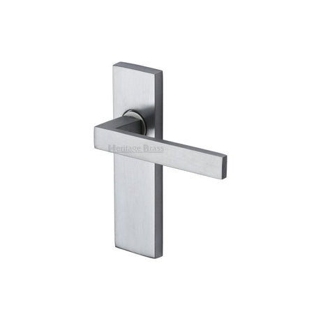 Heritage Brass Door Furniture Satin Chrome / Latch Handles Heritage Brass - Door Handle Lever Latch Delta Design Satin Chrome Finish