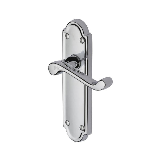 Heritage Brass Door Furniture Polished Chrome / Latch Handles Heritage Brass - Door Handle Lever Latch Meridian Design Polished Chrome Finish