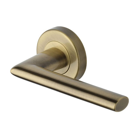 Heritage Brass Door Furniture Antique Brass / Round Rose Heritage Brass - Door Handle Lever Latch on Round Rose Admiralty Design Antique Bra