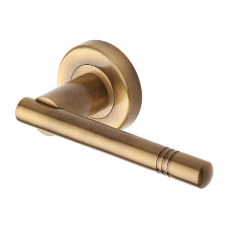 Heritage Brass Door Furniture Antique Brass / Round Rose Heritage Brass - Door Handle Lever Latch on Round Rose Alicia Design Antique Brass