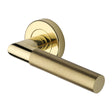 Heritage Brass Door Furniture Polished Brass / Round Rose Heritage Brass - Door Handle Lever Latch on Round Rose Bauhaus Mitre Knurled Des