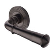 Heritage Brass Door Furniture Matt Bronze / Round Rose Heritage Brass - Door Handle Lever Latch on Round Rose Bridgetown Reeded Design