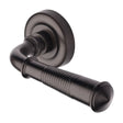 Heritage Brass Door Furniture Matt Bronze / Round Rose Heritage Brass - Door Handle Lever Latch on Round Rose Colonial Reeded Design Ma