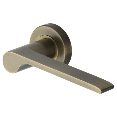 Heritage Brass Door Furniture Antique Brass / Round Rose Heritage Brass - Door Handle Lever Latch on Round Rose Julia Design Antique Brass F