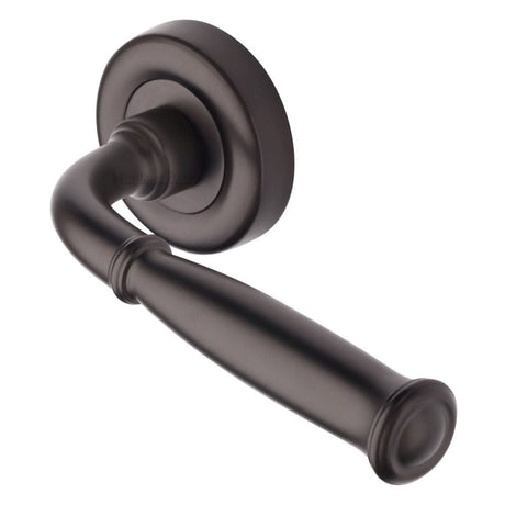Heritage Brass Door Furniture Matt Bronze / Round Rose Heritage Brass - Door Handle Lever Latch on Round Rose Lincoln Design Matt Bronz