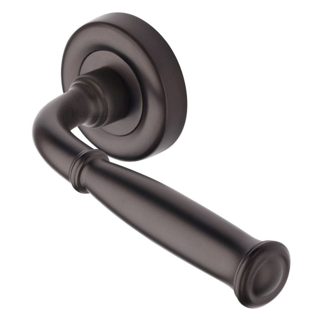 Heritage Brass Door Furniture Matt Bronze / Round Rose Heritage Brass - Door Handle Lever Latch on Round Rose Lincoln Design Matt Bronz