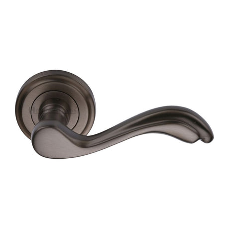 Heritage Brass Door Furniture Matt Bronze / Round Rose Heritage Brass - Door Handle Lever Latch on Round Rose Lisboa Design Matt Bronze