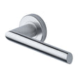 Heritage Brass Door Furniture Satin Chrome / Round Rose Heritage Brass - Door Handle Lever Latch on Round Rose Mercury Design Satin Chrom
