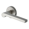 Heritage Brass Door Furniture Satin Nickel / Round Rose Heritage Brass - Door Handle Lever Latch on Round Rose Metro Mid Century Design