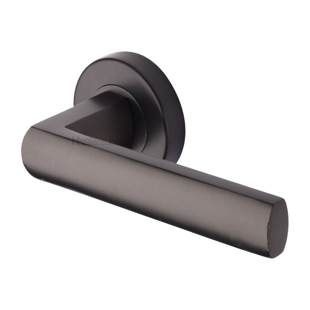 Heritage Brass Door Furniture Matt Bronze / Round Rose Heritage Brass - Door Handle Lever Latch on Round Rose Poseidon Design Matt Bron