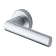 Heritage Brass Door Furniture Satin Chrome / Round Rose Heritage Brass - Door Handle Lever Latch on Round Rose Poseidon Design Satin Chro