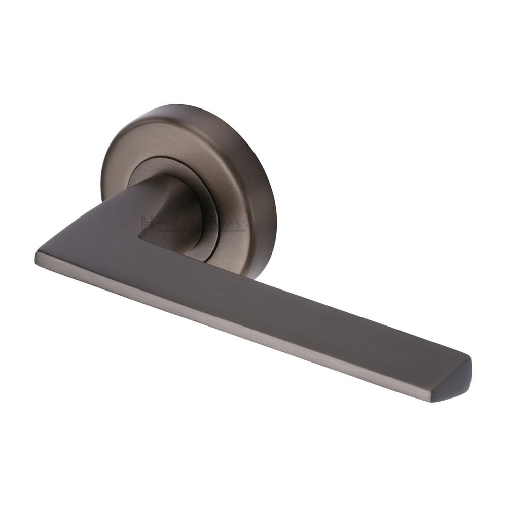 Heritage Brass Door Furniture Matt Bronze / Round Rose Heritage Brass - Door Handle Lever Latch on Round Rose Pyramid Design Matt Bronz