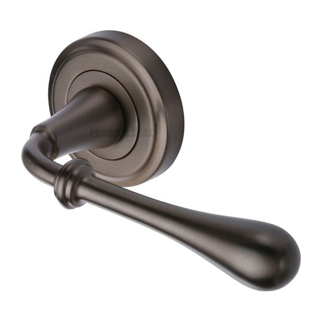 Heritage Brass Door Furniture Matt Bronze / Round Rose Heritage Brass - Door Handle Lever Latch on Round Rose Roma Design Matt Bronze F