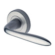 Heritage Brass Door Furniture Satin Chrome / Round Rose Heritage Brass - Door Handle Lever Latch on Round Rose Sutton Design Satin Chrome