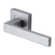 Heritage Brass Door Furniture Satin Chrome / Square Rose Heritage Brass - Door Handle Lever Latch on Square Rose Delta Sq Design Satin Chr