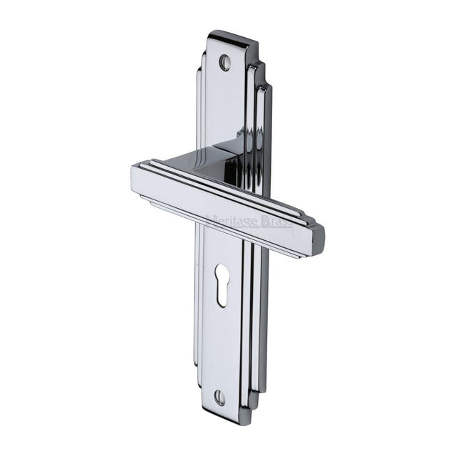 Heritage Brass Door Furniture Polished Chrome / Std. Lock Handles Heritage Brass - Door Handle Lever Lock Astoria Design Polished Chrome Finish