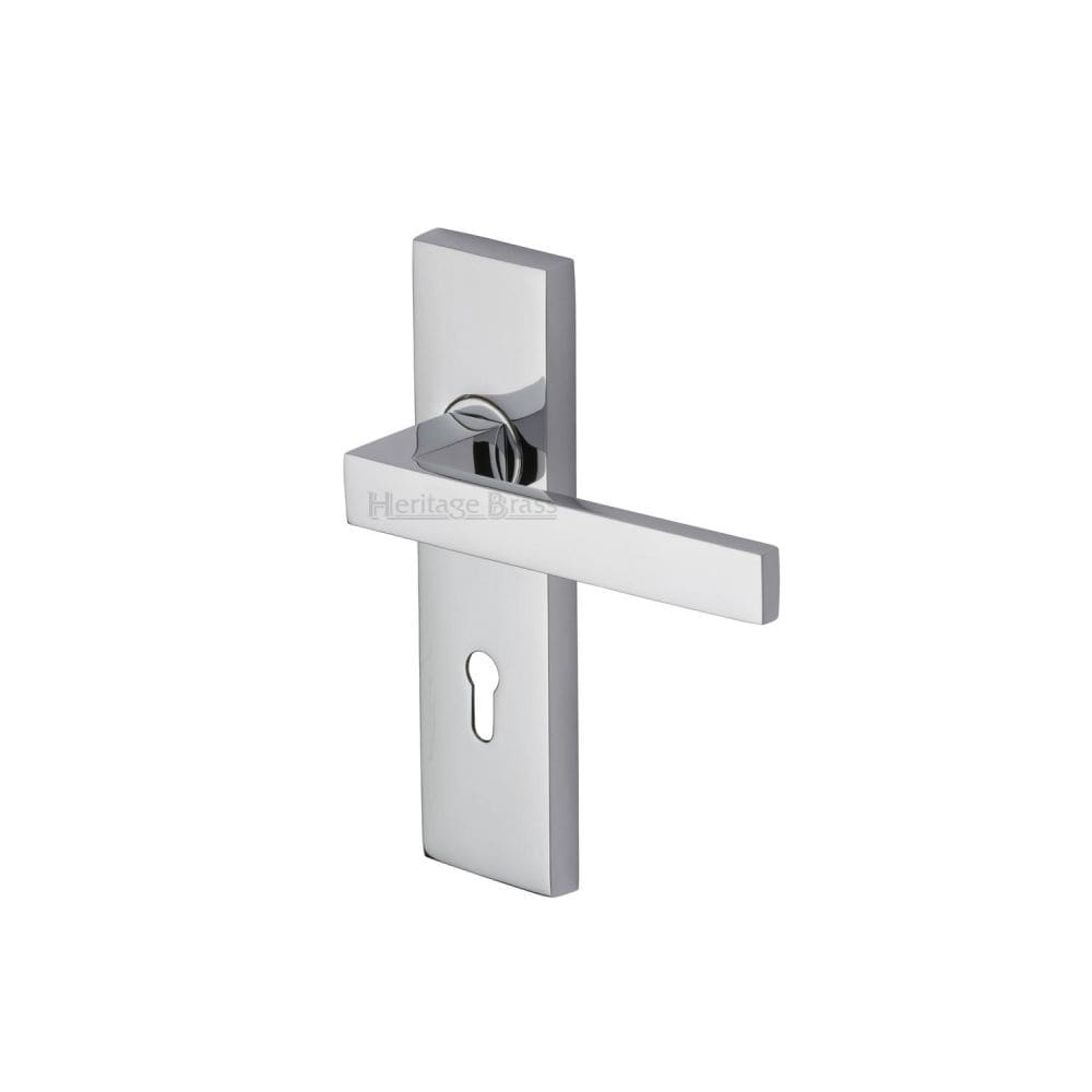 Heritage Brass Door Furniture Polished Chrome / Std. Lock Handles Heritage Brass - Door Handle Lever Lock Delta Design Polished Chrome Finish