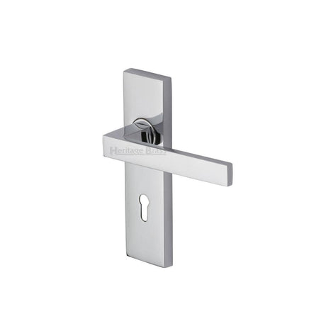Heritage Brass Door Furniture Polished Chrome / Std. Lock Handles Heritage Brass - Door Handle Lever Lock Delta Design Polished Chrome Finish