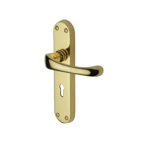 Heritage Brass Door Furniture Polished Brass / Std. Lock Handles Heritage Brass - Door Handle Lever Lock Gloucester Design Polished Brass Finish