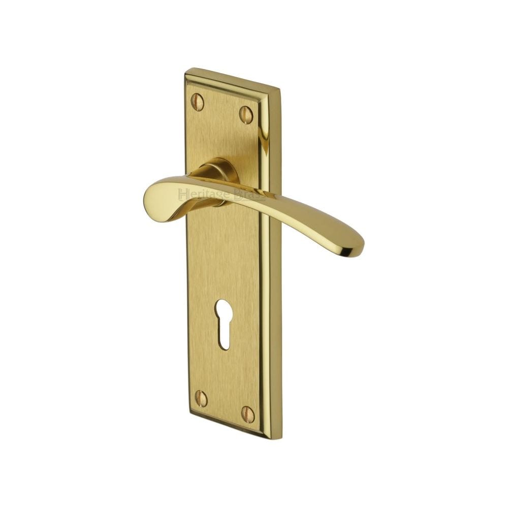 Heritage Brass Door Furniture Mayfair Split Finish / Std. Lock Handles Heritage Brass - Door Handle Lever Lock Hilton Design Mayfair Finish