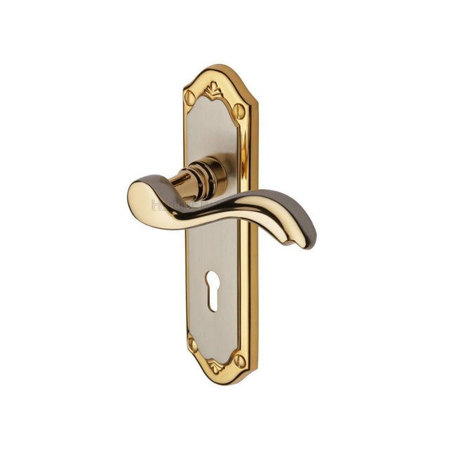Heritage Brass Door Furniture Jupiter Split Finish / Std. Lock Handles Heritage Brass - Door Handle Lever Lock Lisboa Design Jupiter Finish