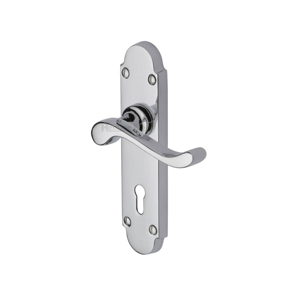 Heritage Brass Door Furniture Polished Chrome / Std. Lock Handles Heritage Brass - Door Handle Lever Lock Savoy Design Polished Chrome Finish