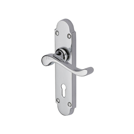 Heritage Brass Door Furniture Polished Chrome / Std. Lock Handles Heritage Brass - Door Handle Lever Lock Savoy Design Polished Chrome Finish