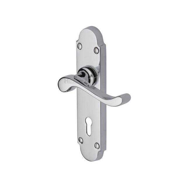Heritage Brass Door Furniture Polished Chrome / Std. Lock Handles Heritage Brass - Door Handle Lever Lock Savoy Design Polished Chrome Finish