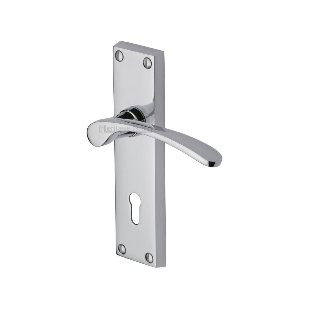 Heritage Brass Door Furniture Polished Chrome / Std. Lock Handles Heritage Brass - Door Handle Lever Lock Sophia Design Polished Chrome Finish