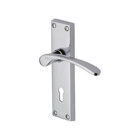 Heritage Brass Door Furniture Polished Chrome / Std. Lock Handles Heritage Brass - Door Handle Lever Lock Sophia Design Polished Chrome Finish