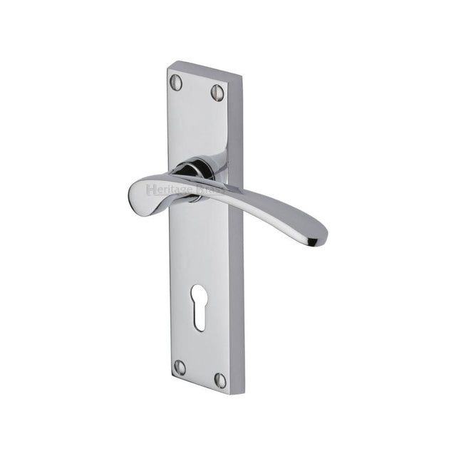 Heritage Brass Door Furniture Polished Chrome / Std. Lock Handles Heritage Brass - Door Handle Lever Lock Sophia Design Polished Chrome Finish