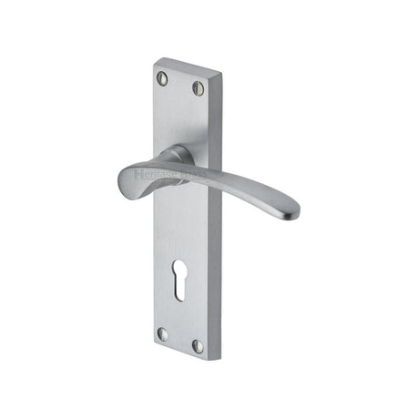 Heritage Brass Door Furniture Satin Chrome / Std. Lock Handles Heritage Brass - Door Handle Lever Lock Sophia Design Satin Chrome Finish