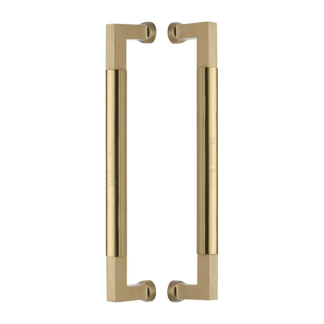 Heritage Brass Door Furniture Satin Brass / Back to Back Fixing Pack Heritage Brass - Door Pull Handle Bauhaus Design 330mm Satin Brass Finish