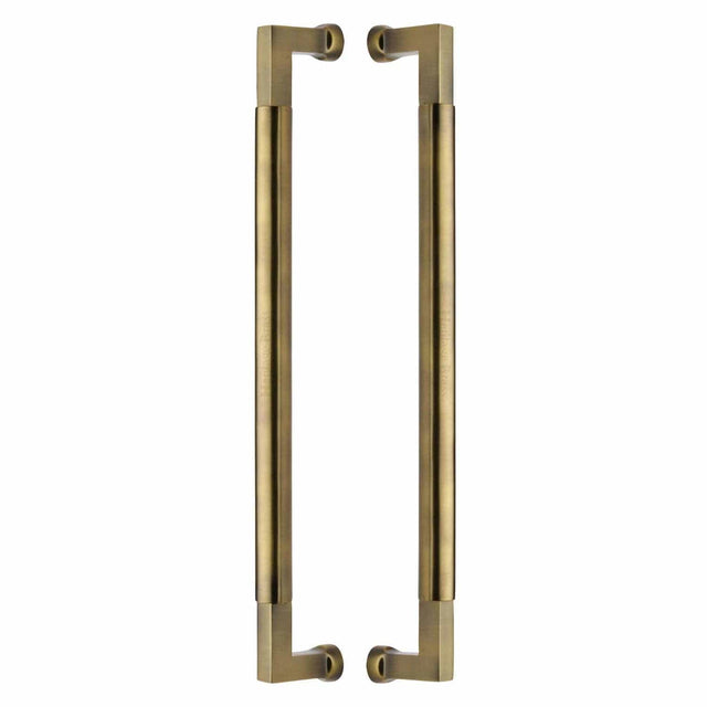 Heritage Brass Door Furniture Antique Brass / Back to Back Fixing Pack Heritage Brass - Door Pull Handle Bauhaus Design 483mm Antique Brass Finish