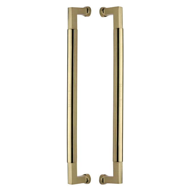 Heritage Brass Door Furniture Polished Brass / Back to Back Fixing Pack Heritage Brass - Door Pull Handle Bauhaus Design 483mm Polished Brass Finish