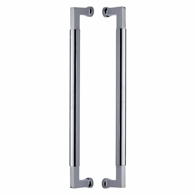 Heritage Brass Door Furniture Polished Chrome / Back to Back Fixing Pack Heritage Brass - Door Pull Handle Bauhaus Design 483mm Polished Chrome Finish