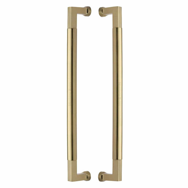Heritage Brass Door Furniture Satin Brass / Back to Back Fixing Pack Heritage Brass - Door Pull Handle Bauhaus Design 483mm Satin Brass Finish
