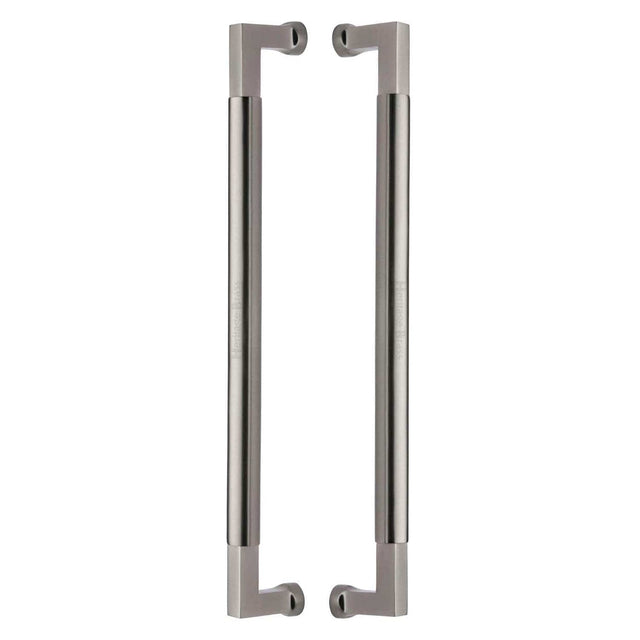 Heritage Brass Door Furniture Satin Nickel / Back to Back Fixing Pack Heritage Brass - Door Pull Handle Bauhaus Design 483mm Satin Nickel Finish