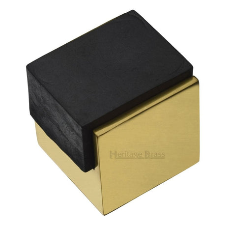 Heritage Brass Door Furniture Polished Brass / Floor Door Stop Heritage Brass - Door Stop Square Floor Mounted Design Polished Brass Finish