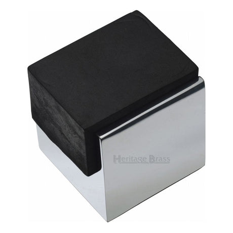 Heritage Brass Door Furniture Polished Chrome / Floor Door Stop Heritage Brass - Door Stop Square Floor Mounted Design Polished Chrome Finish