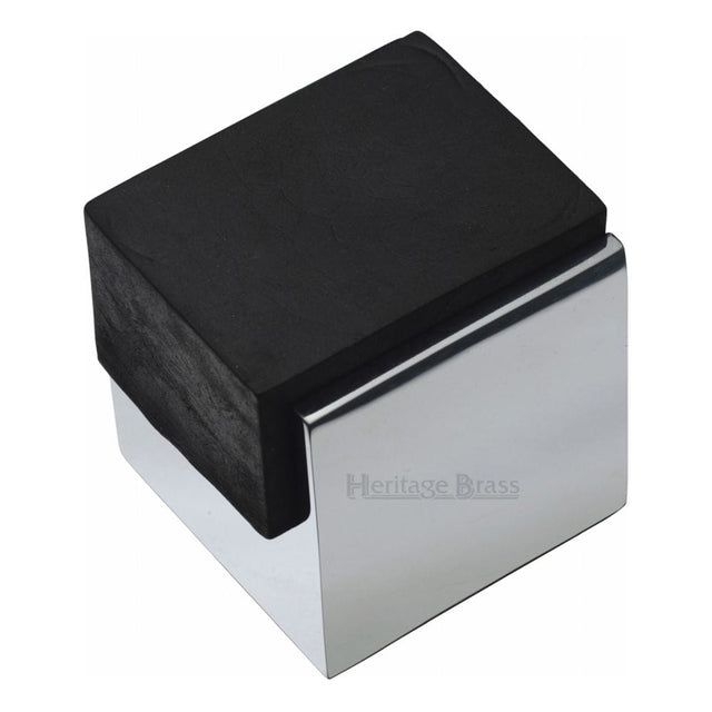 Heritage Brass Door Furniture Polished Chrome / Floor Door Stop Heritage Brass - Door Stop Square Floor Mounted Design Polished Chrome Finish